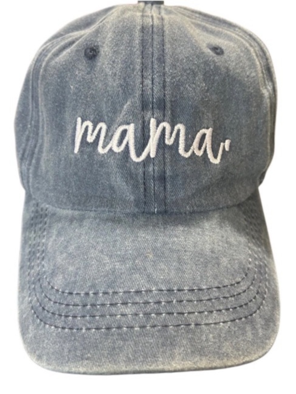 Women’s Hat Embroidered “Mama” Blue Denim Hat For Moms